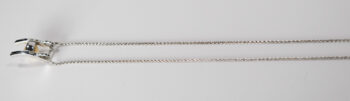 14 K White Gold Pearl and Diamonds Pendant with Wheat Chain 4