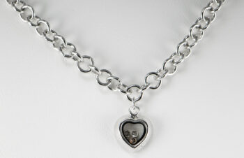 Sterling Silver Necklace with Floating CZ Charm 15