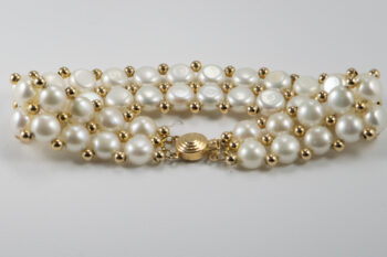 14 K Freshwater Pearl and Gold beads Bracelet 15