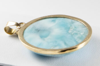 14 K Large Larimar Pendant 4