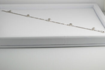 14 K White Gold Anklet Bracelet with Hearts 10