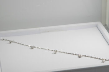 14 K White Gold Anklet Bracelet with Hearts 12