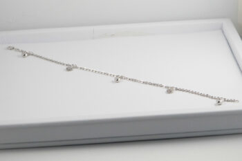 14 K White Gold Anklet Bracelet with Hearts 13