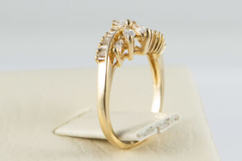 14 K Yellow Gold Diamond Ring with Marquis and Baguettes 6