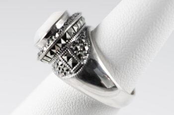 Sterling Silver 925 Ring with White Quartz Stone 2