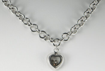 Sterling Silver Necklace with Floating CZ Charm 14