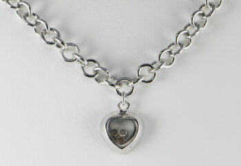 Sterling Silver Necklace with Floating CZ Charm 12