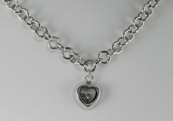 Sterling Silver Necklace with Floating CZ Charm 16