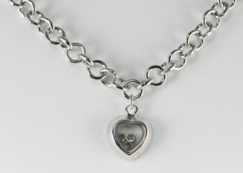 Sterling Silver Necklace with Floating CZ Charm 13