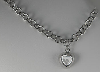 Sterling Silver Necklace with Floating CZ Charm 17