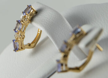 14 K Oval Tanzanite Earrings with Diamonds 9