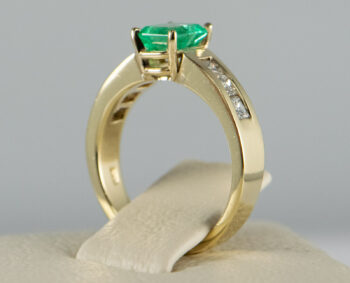 New 14 K Y Emerald Ring with Princess Cut Dias 11
