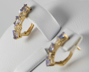 14 K Oval Tanzanite Earrings with Diamonds 7