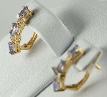 14 K Oval Tanzanite Earrings with Diamonds 8