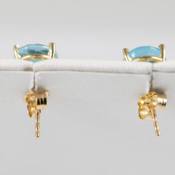 10 K Y Gold Blue Oval Topaz Stud Earrin 12