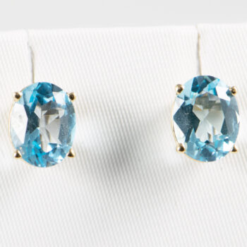 10 K Y Gold Blue Oval Topaz Stud Earrin 2