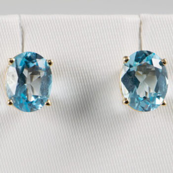 10 K Y Gold Blue Oval Topaz Stud Earrin 3