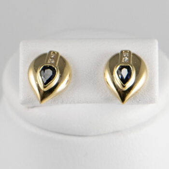 14 K Blue Sapphire Pear Shape Stud Earrings 1