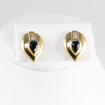 14 K Blue Sapphire Pear Shape Stud Earrings 2