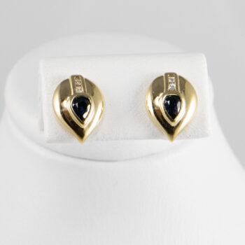 14 K Blue Sapphire Pear Shape Stud Earrings 3