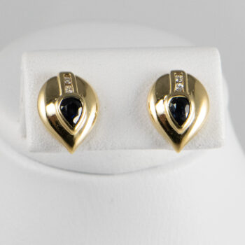 14 K Blue Sapphire Pear Shape Stud Earrings 4