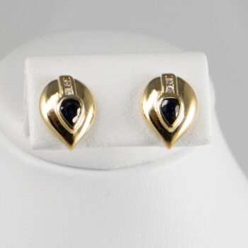 14 K Blue Sapphire Pear Shape Stud Earrings 5