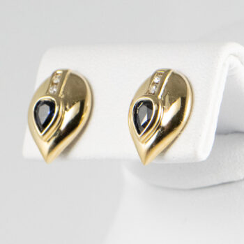 14 K Blue Sapphire Pear Shape Stud Earrings 7