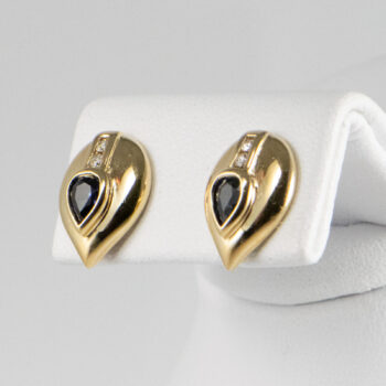 14 K Blue Sapphire Pear Shape Stud Earrings 9