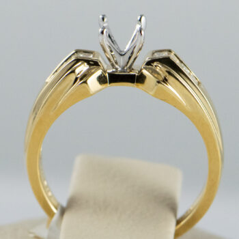 14 K Engagement Ring Mounting with Princess Cut Diamonds 1