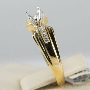 14 K Engagement Ring Mounting with Princess Cut Diamonds 6