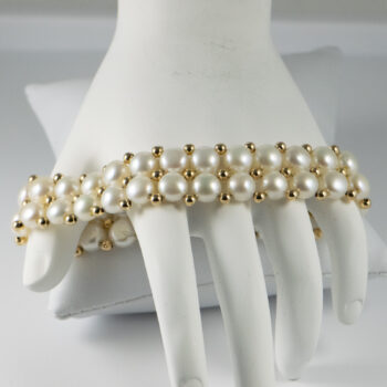 14 K Freshwater Pearl and Gold beads Bracelet 11