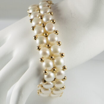 14 K Freshwater Pearl and Gold beads Bracelet 14