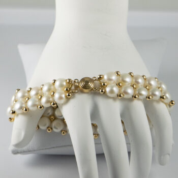 14 K Freshwater Pearl and Gold beads Bracelet 8