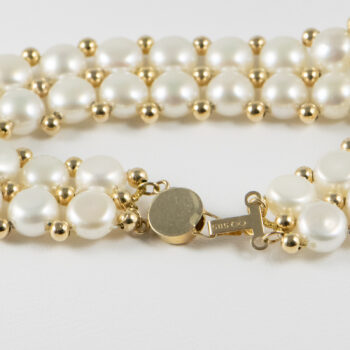 14 K Freshwater Pearl and Gold beads Bracelet Clasp 1