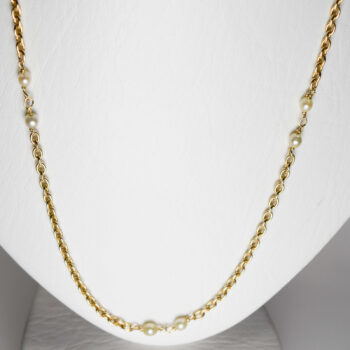 14 K Necklace Loop Chain with Pearls 1