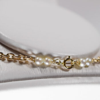 14 K Necklace Loop Chain with Pearls 4