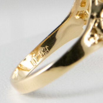 14 K New Antique Clear Stone Ring with Diamond 1