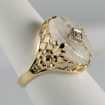 14 K New Antique Clear Stone Ring with Diamond 10