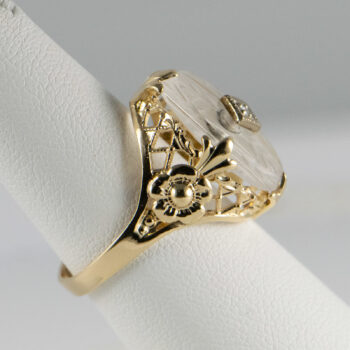 14 K New Antique Clear Stone Ring with Diamond 11