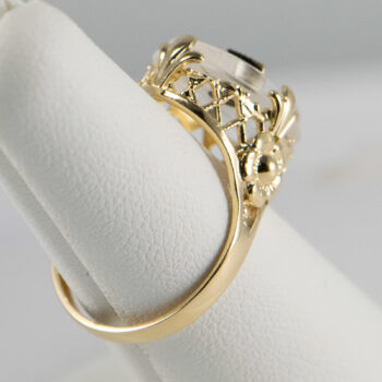 14 K New Antique Clear Stone Ring with Diamond 13