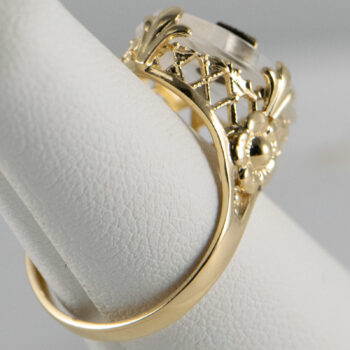 14 K New Antique Clear Stone Ring with Diamond 14