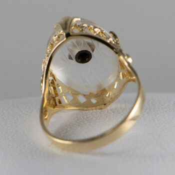 14 K New Antique Clear Stone Ring with Diamond 2
