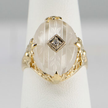 14 K New Antique Clear Stone Ring with Diamond 4