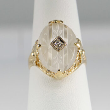 14 K New Antique Clear Stone Ring with Diamond 6