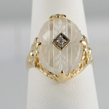 14 K New Antique Clear Stone Ring with Diamond 7