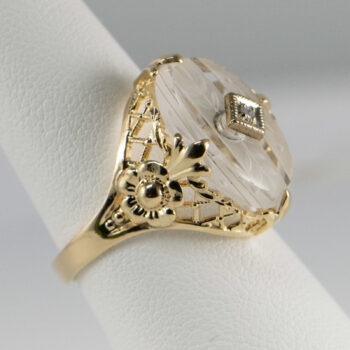 14 K New Antique Clear Stone Ring with Diamond 8