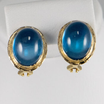14 K Oval Cabochon Blue Topaz 1