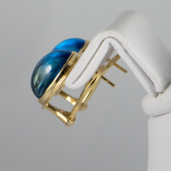 14 K Oval Cabochon Blue Topaz 12