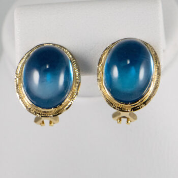 14 K Oval Cabochon Blue Topaz 3