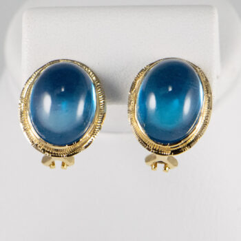14 K Oval Cabochon Blue Topaz 4